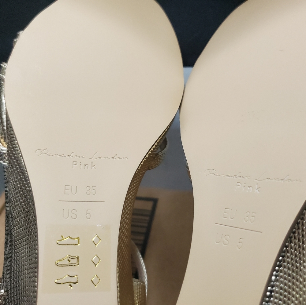 PARADOX LONDON Womens Tessa Wedge Sandal Size 5, Champagne - Picture 11 of 11